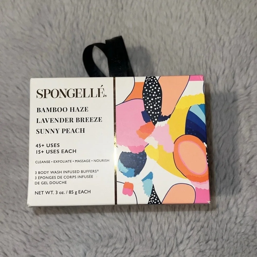 Spongellé Body Wash Infused Buffer Trio Set Bamboo Haze Lavender Sunny Peach New